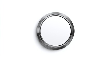 Obraz premium Silver Metallic Round Button Isolated on White Background, Graphic Element