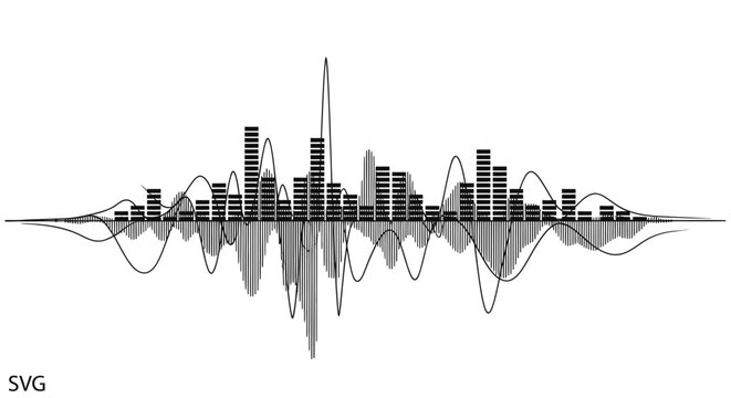 Cityscape waveform graphic design element.