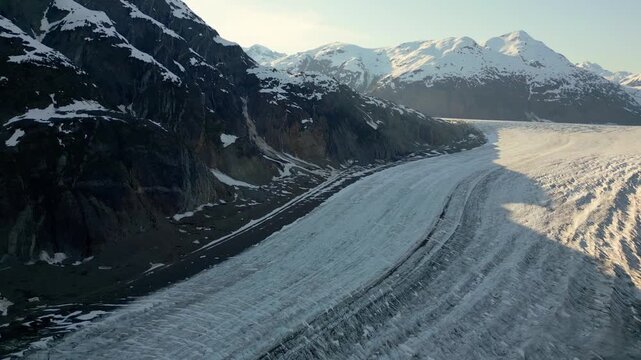 Salmon Glacier drone aerial view of icefield landscape in British Columbia, Canada