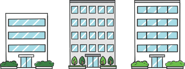 いろんなビル会社イラストセット　ベクター © kota