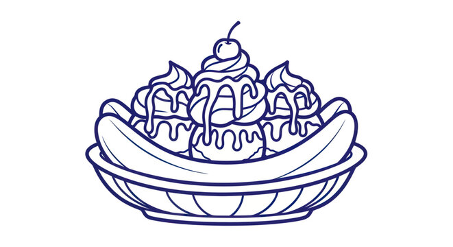 Banana split with whipped cream.