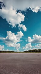 Fototapeta premium Modern poster background featuring minimalist concrete tarmac lot concept template with copy space for vertical marketing