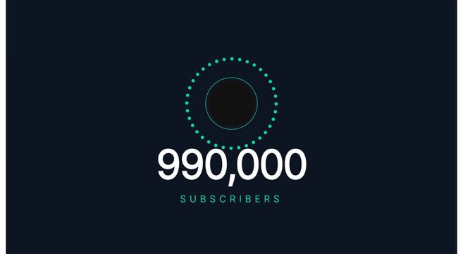 990, 000 subscribers counter animation for social animation