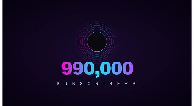 990, 000 subscribers milestone counter neon motion animation