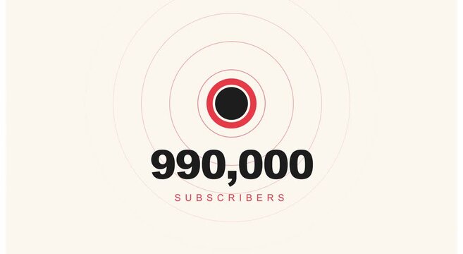990, 000 subscribers milestone counter motion animation
