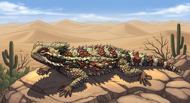 Thorny devil on desert rock.