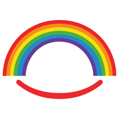 Fototapeta premium Rainbow arc above a red smile symbol with spectrum optimism happiness illustration positive