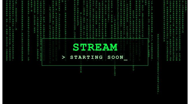 Matrix style stream starting soon countdown overlay animation