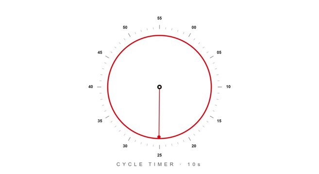 Minimalist circular timer animation with red progress animation