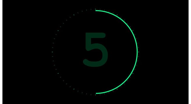 Minimalist green digital countdown timer with animation