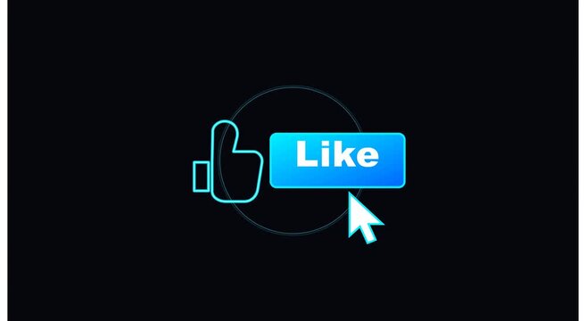 Social media like button click animation with cursor animation
