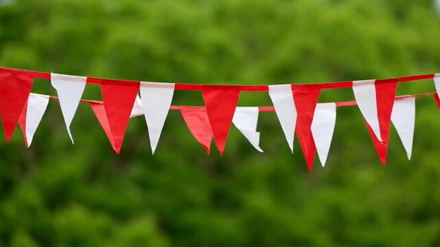 Red and white triangular pennant banner.