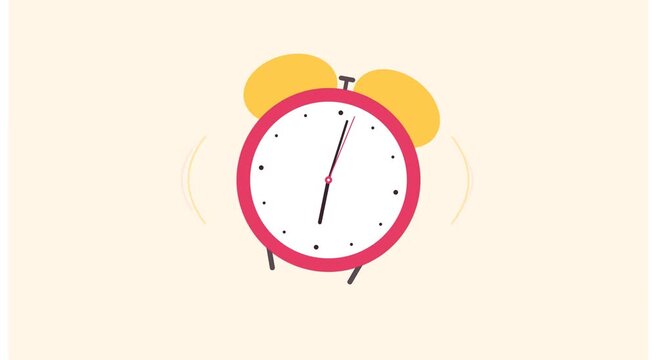 Animated alarm clock ringing concept, minimalist flat animation