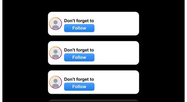 Social media follow button animation overlay with animation