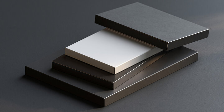 Abstract Layered Material Blocks with Sharp Edges and Contemporary Industrial Styling