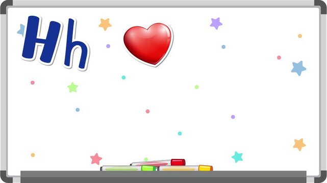 Educational Alphabet Animation for Letter H on a Whiteboard