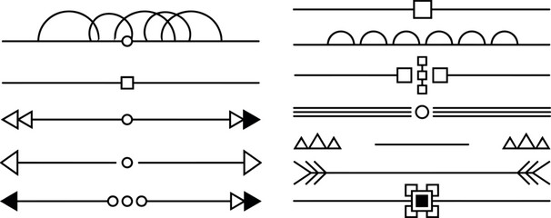 Minimalist Geometric Line Divider Set with Arrows, Circles, Squares, Triangles, and Modern Separators for Clean Typography Designs © MdImran