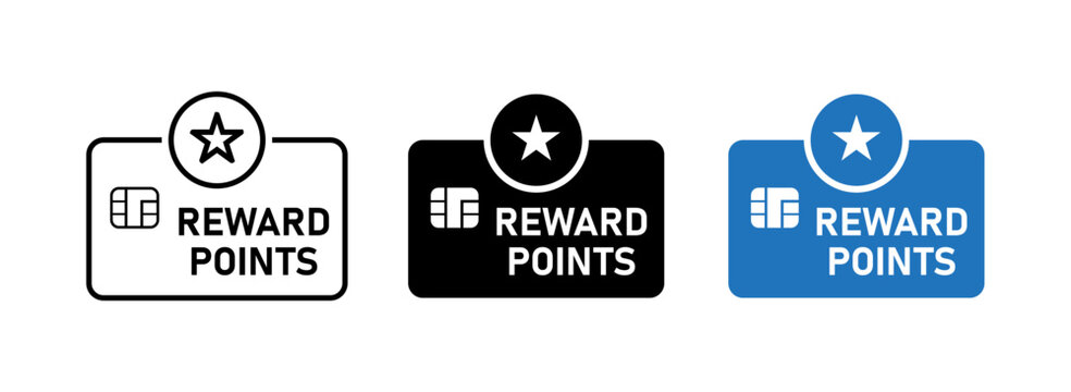 Reward Points Loyalty Card Icon Set Vector Illustration