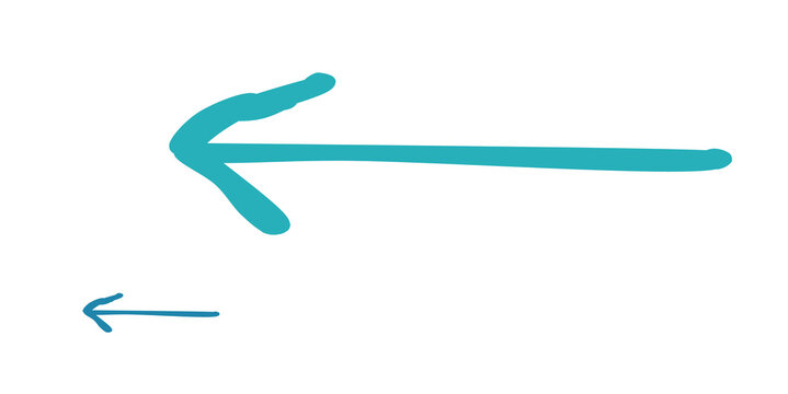 Hand drawn teal marker arrow for tutorials and slide decks.
