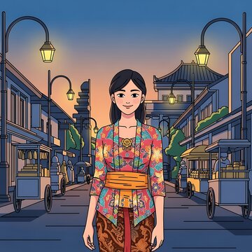 Asian Woman on Street.