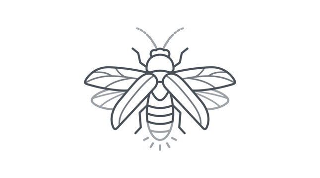 Firefly line art illustration with glowing tail effect.