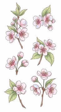 Delicate pink blossoms unfurl in a watercolor dreamscape, a gentle ode to spring's awakening.