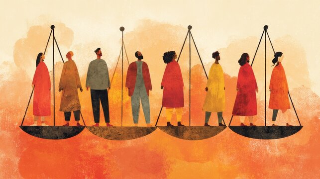 Abstract representation of diversity, equality and social justice concepts symbolizing inclusion, fairness, civil rights, equal opportunities and empowerment through multicultural unity, community rep