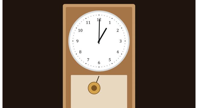 Animated pendulum wall clock ticking time concept animation