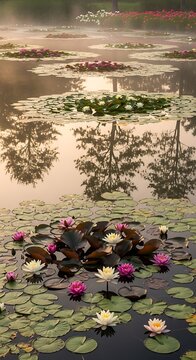 Lily Pads on Misty Pond.