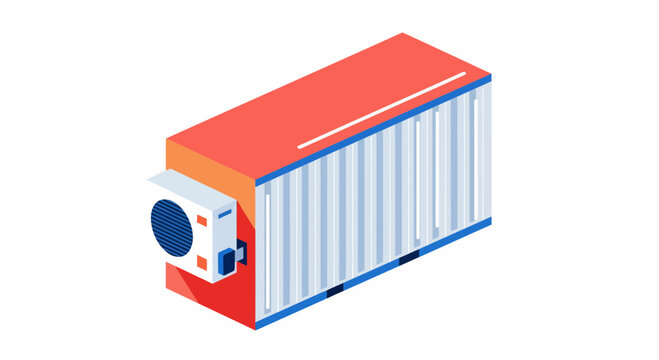 Isometric Refrigerated Shipping Container Reefer Vector