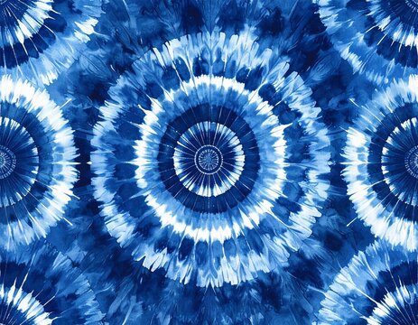 Traditional Japanese indigo shibori tie dye textile pattern with ripples