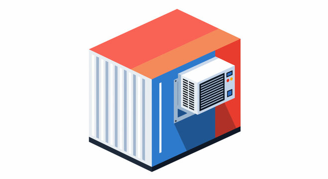 Isometric Refrigerated Shipping Container Reefer Unit Vector