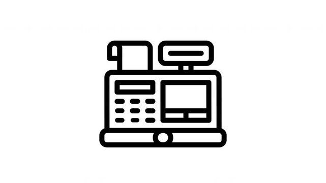 cashier machine minimalist stroke animation