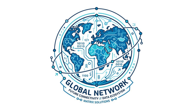 Global Network Technology - Earth Digital Connection, Futuristic Data Ecosystem