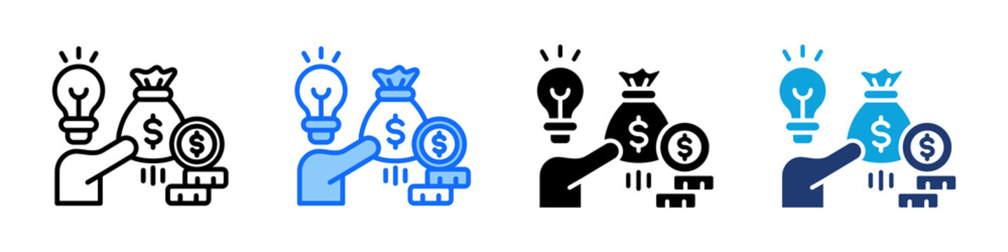 Wealth Creation Icon Set Multi Style Vector Illustration