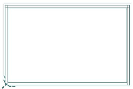 Classic green multiline certificate border frame template with elegant curved corners. Design print for greeting cards, wedding invitations, restaurant menu, royal certificates. Set 94
