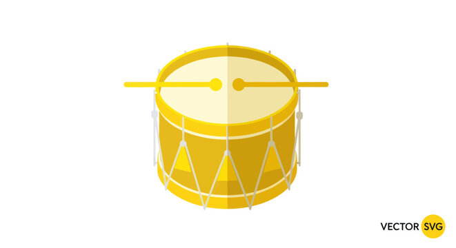 Golden Drum Instrument Closeup Vector.