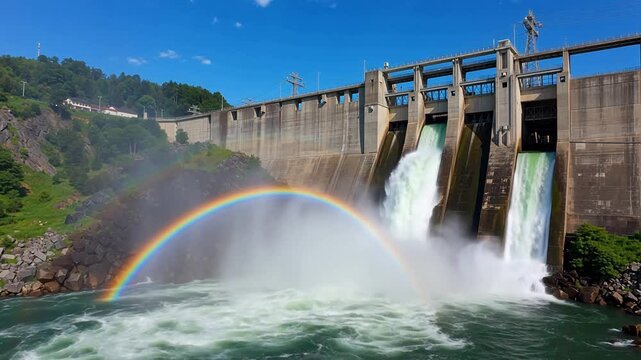 Hydroelectric Dam Rainbow Cascade