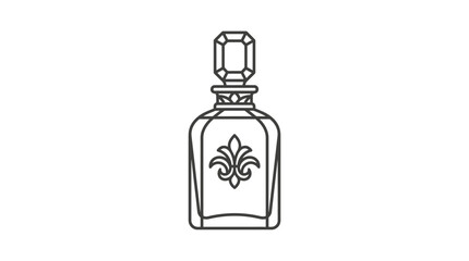 Elegant perfume bottle icon with fleur-de-lis motif. © Ucul