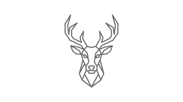 Geometric buck deer head trophy in minimalist line art.