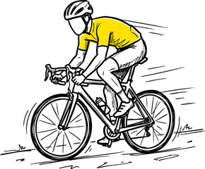 Obraz premium Minimalist Professional Cyclist Riding Road Bike at High Speed