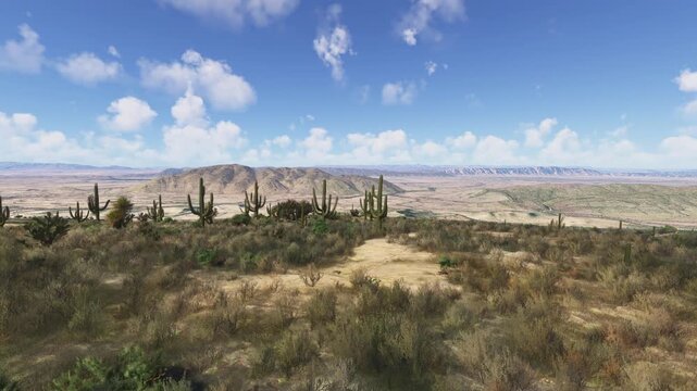 3D - Side aerial drone shot of Ocampo. Coah. Mexico