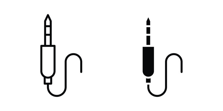 Audio jack icon vector. Simple flat symbol. editable strokes