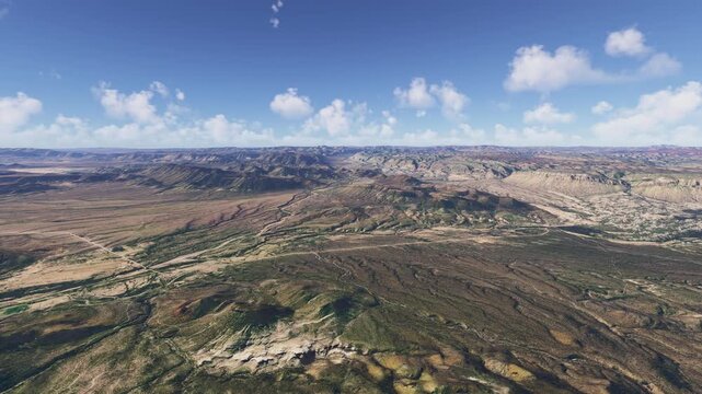 Side aerial view of Parque Nacional Ca&ntilde;on de Santa Elena. Chihuahua. Mexico