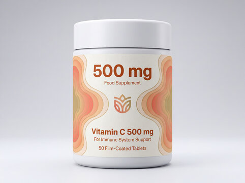 White bottle of Vitamin C 500mg dietary supplement for immune support