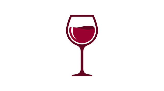 Red wine in a clear glass on a white background.