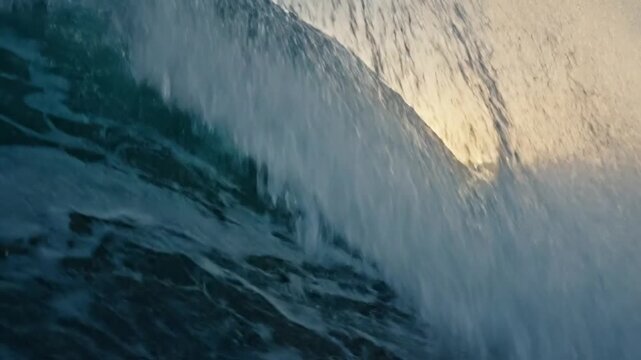 sunset ocean wave crashing