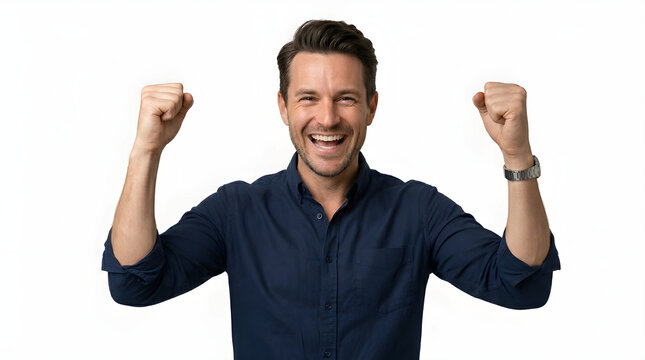 a man with a happy expression isolated on white background