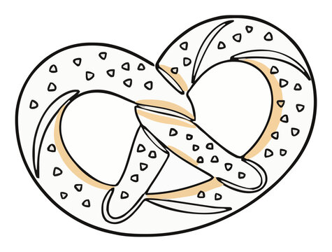 Bakery soft pretzel twist line art vector icon. Generative AI