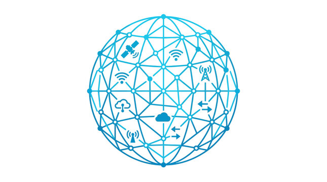 Global Network Connectivity Globe with Technology Icons
